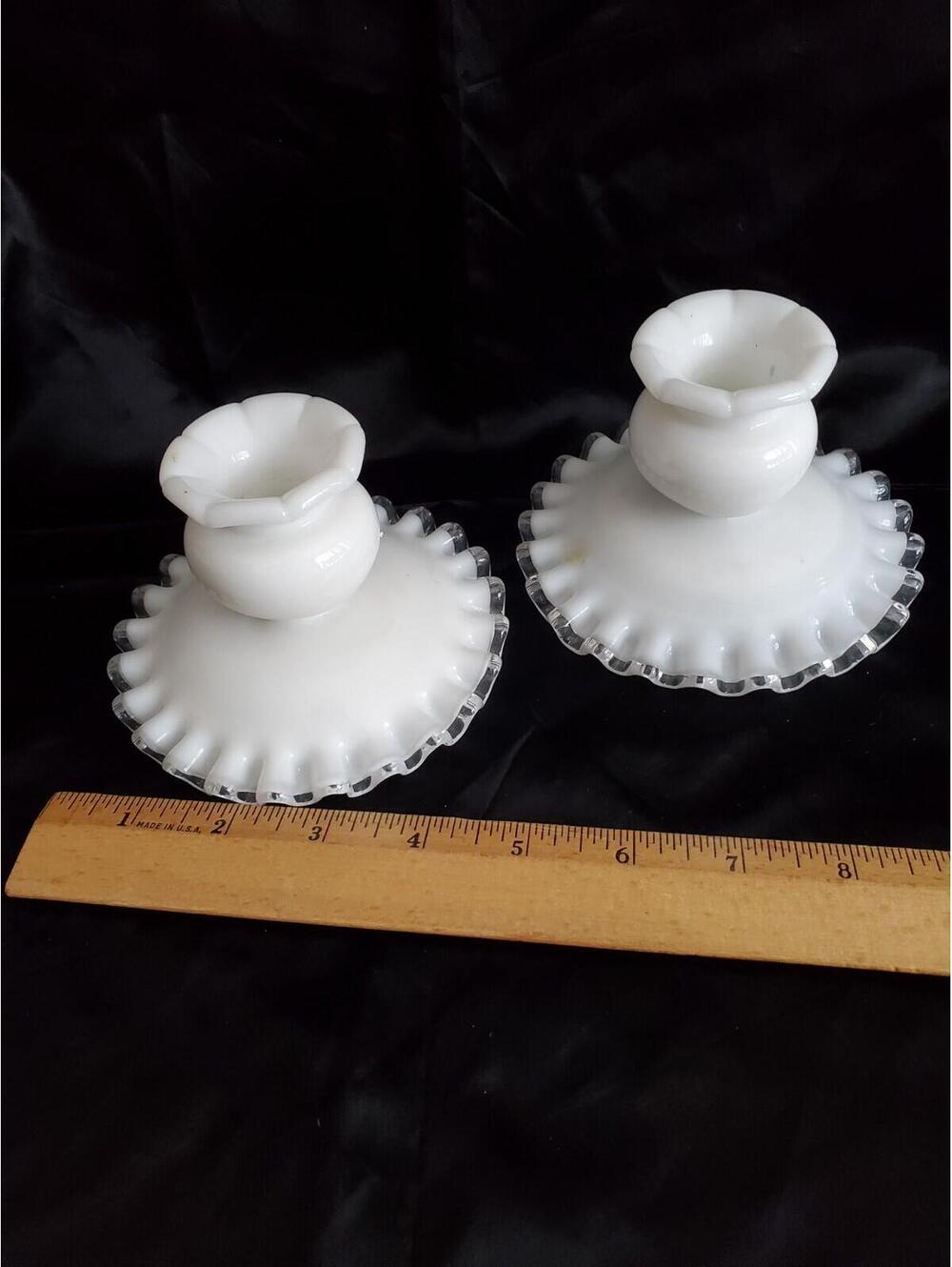 Vtg Fenton Silvercrest Candle Holders